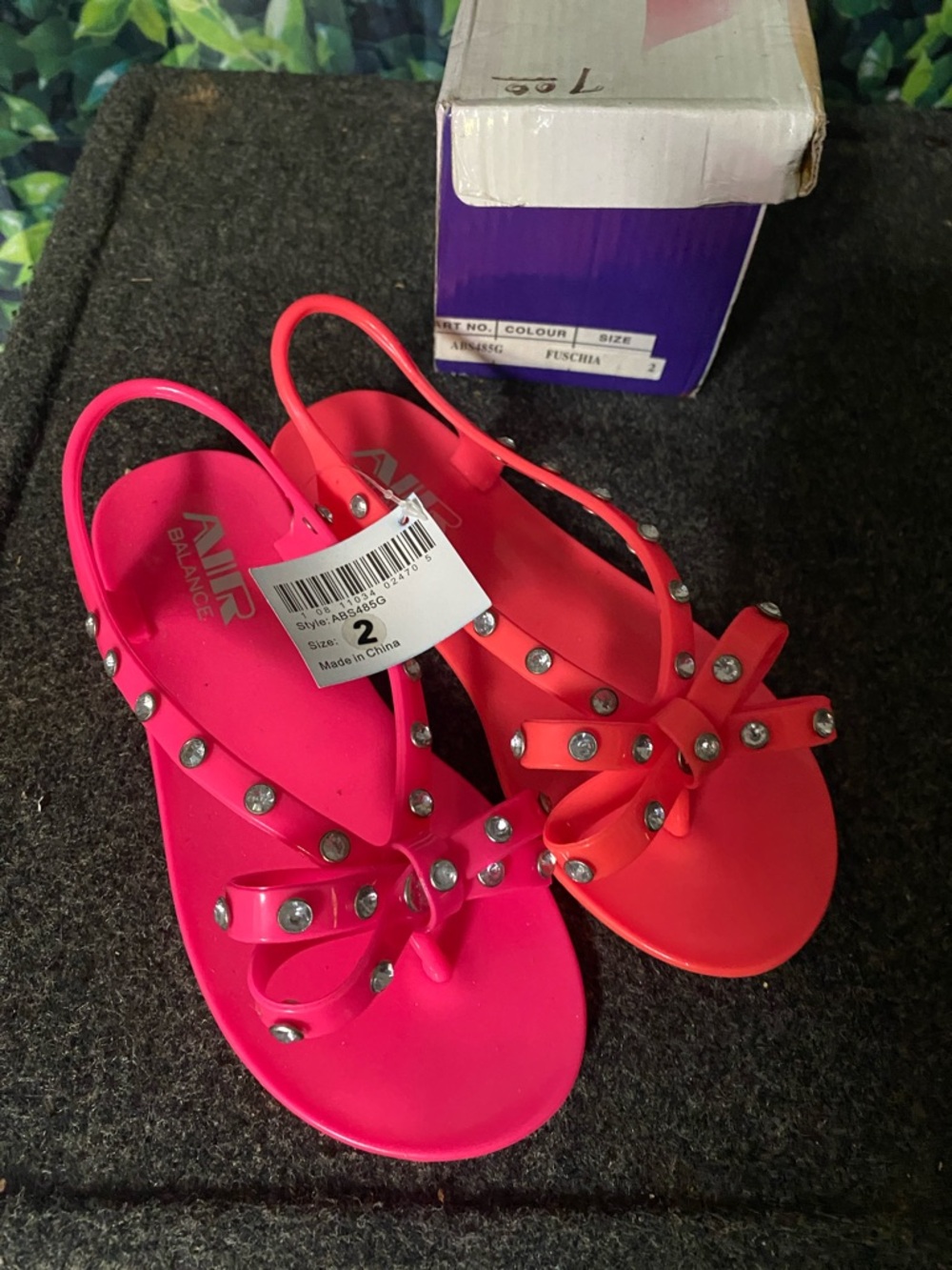 Air Balance Hot Pink Studded Bow Slingback Sandals